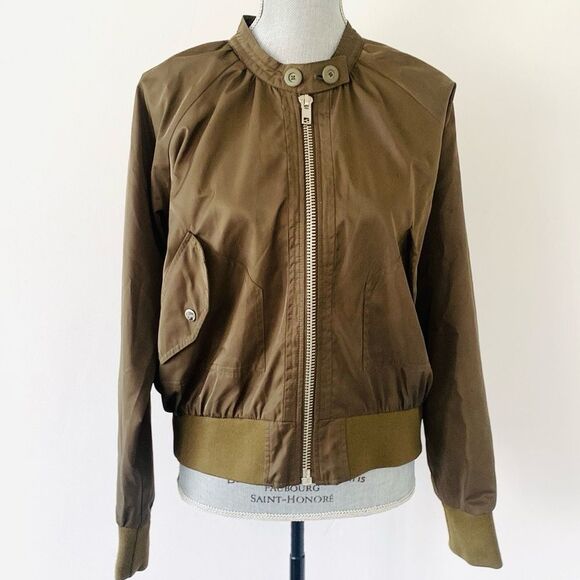 FREE PEOPLE Midnight Satin Bomber Jacket Sz M Olive Relaxed Casual Street Boho - Picture 1 of 11